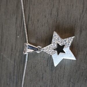 Beautiful Silver Star Pendant With 16" Necklace